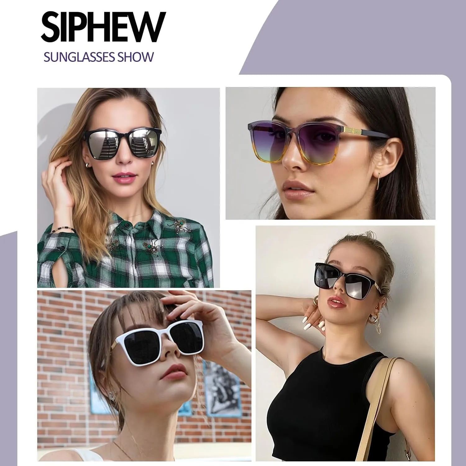 SIPHEW Oversized Square Sunglasses for Women|Lightweight Fashion Sunglasses 100% UV400 Protection|Trendy Mirrored Shade