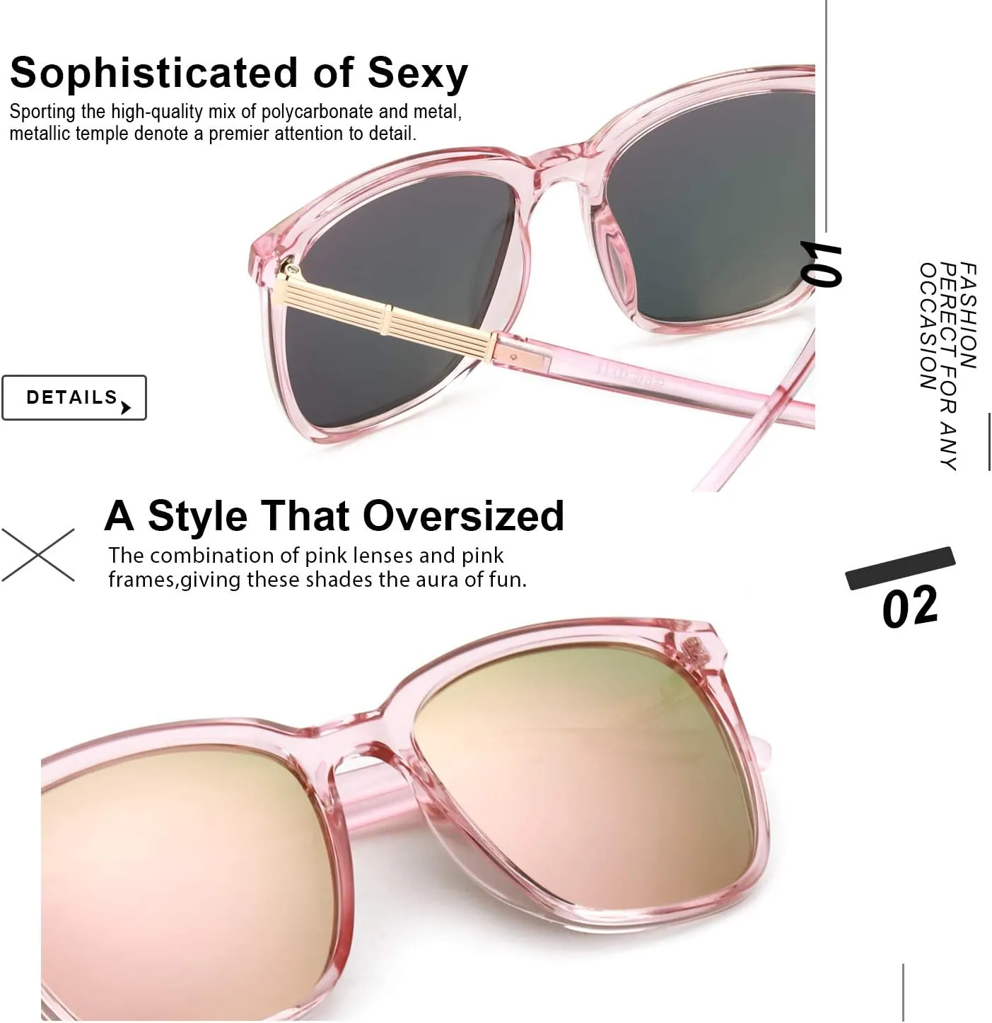 SIPHEW Oversized Square Sunglasses for Women|Lightweight Fashion Sunglasses 100% UV400 Protection|Trendy Mirrored Shade