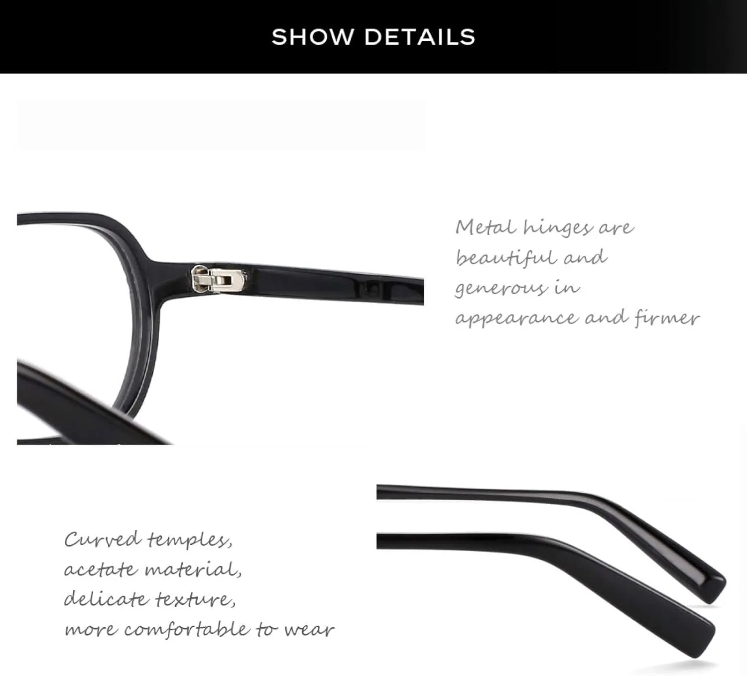 Small Frame Acetate Glasses Men Women Punk Fashion