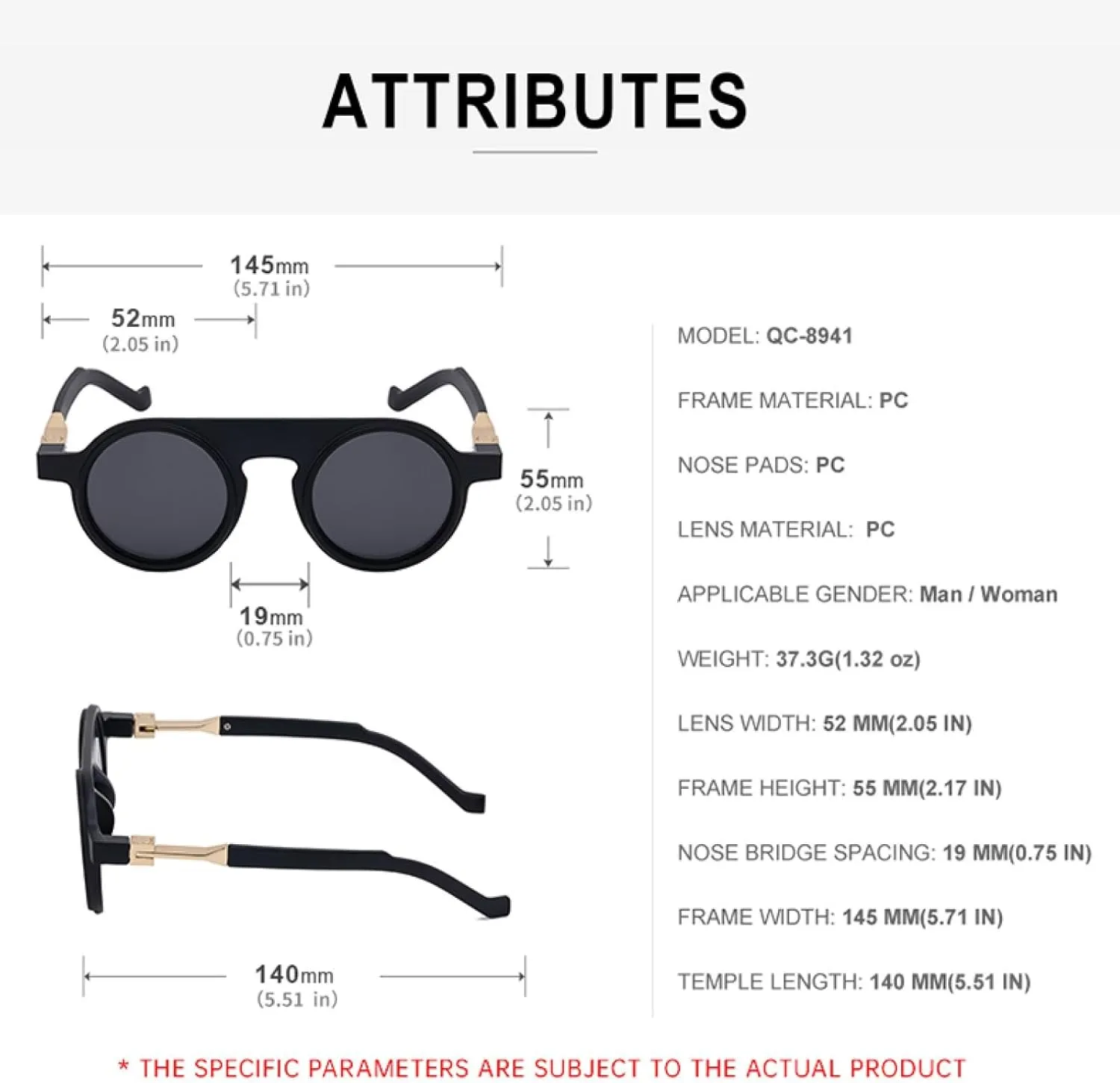 Small Frame Round Punk Sunglasses for Men Women Luxury Vintage Uv400