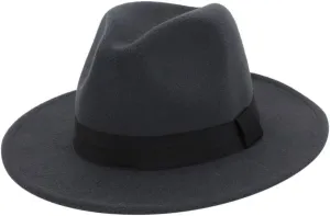Solid Color Wool Fedora Hats for Women Men Wide Brim Flat Top Hat Jazz Hat with Feather Unisex