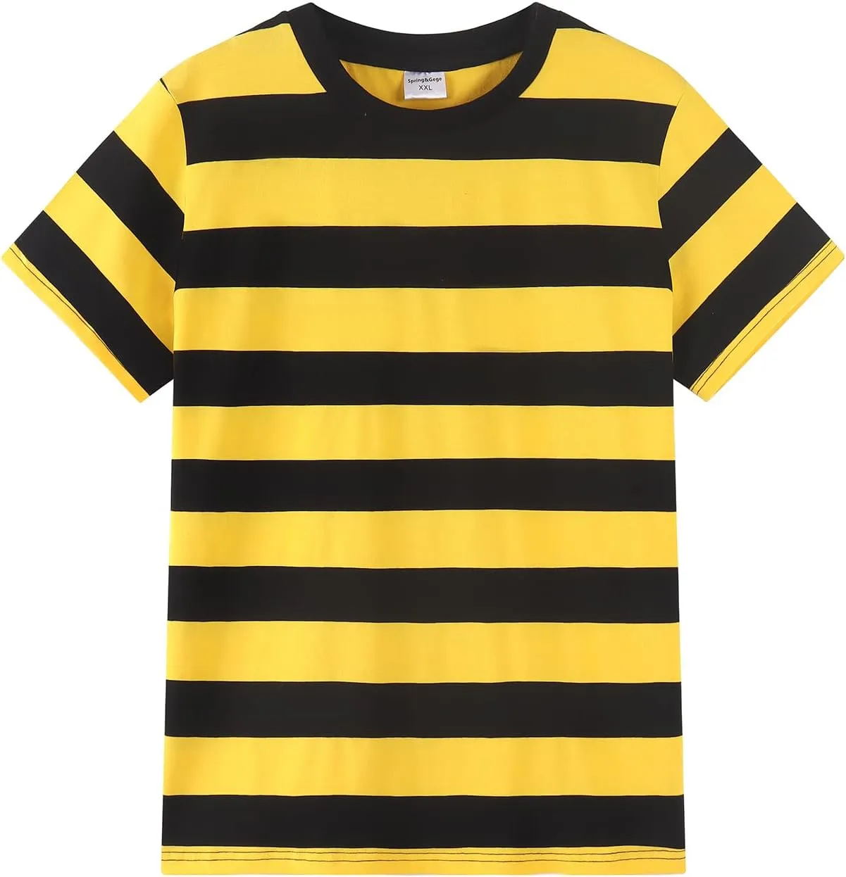 Spring&Gege Men's Short Sleeve Striped Cotton Crew Neck T-Shirts