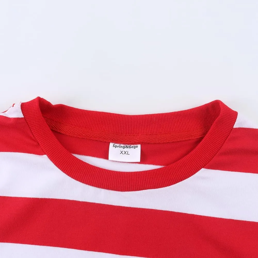 Spring&Gege Men's Short Sleeve Striped Cotton Crew Neck T-Shirts
