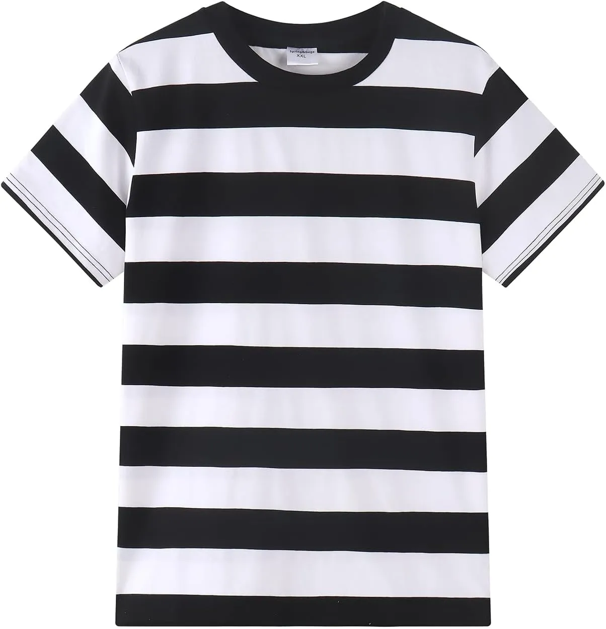Spring&Gege Men's Short Sleeve Striped Cotton Crew Neck T-Shirts