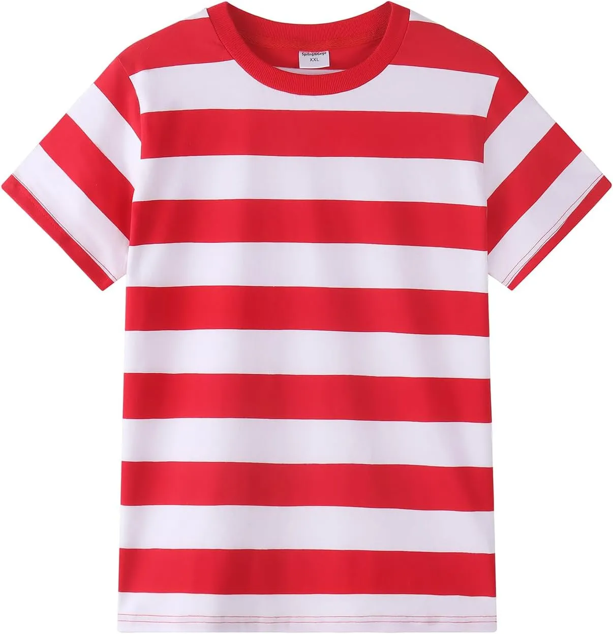 Spring&Gege Men's Short Sleeve Striped Cotton Crew Neck T-Shirts