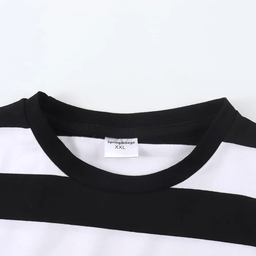 Spring&Gege Men's Short Sleeve Striped Cotton Crew Neck T-Shirts