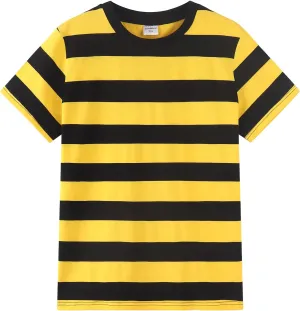 Spring&Gege Men's Short Sleeve Striped Cotton Crew Neck T-Shirts