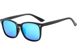Suertree Women Polarized Fashion Sunglasses, Square Frame Shades, Retro Sun Glasses for Women Men, UV 400 Protection for Driving Fishing, Blue Mirrow Lens