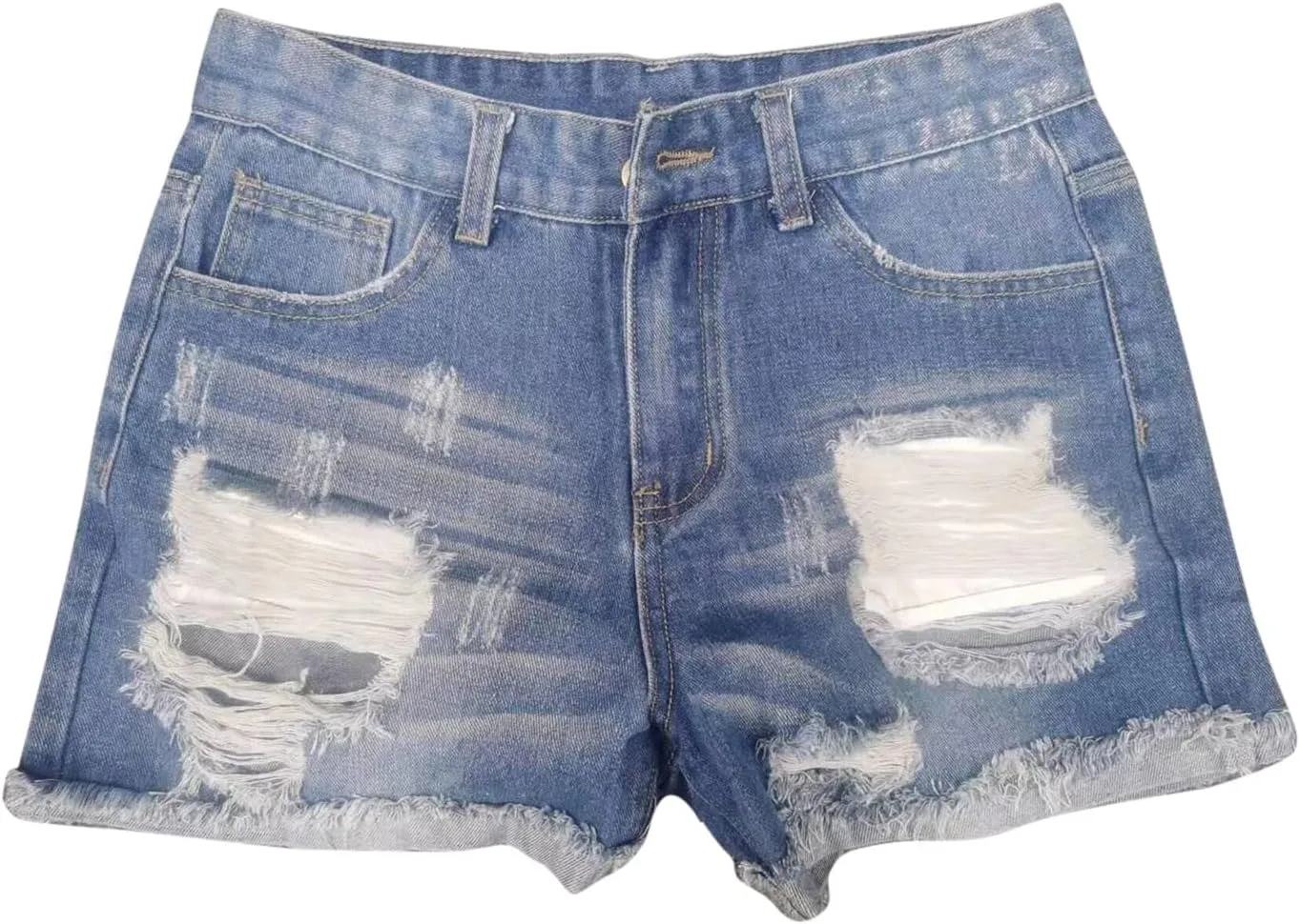 Summer Denim Shorts for Women High Waisted Distressed Ripped Jean Shorts Casual Stretch Hot Shorts with Pockets