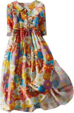 Summer Dresses for Women 2025 A Line Half Sleeve Maxi Dress Casual Comfy Dressy Trendy Summer Vacation Outift Clothes