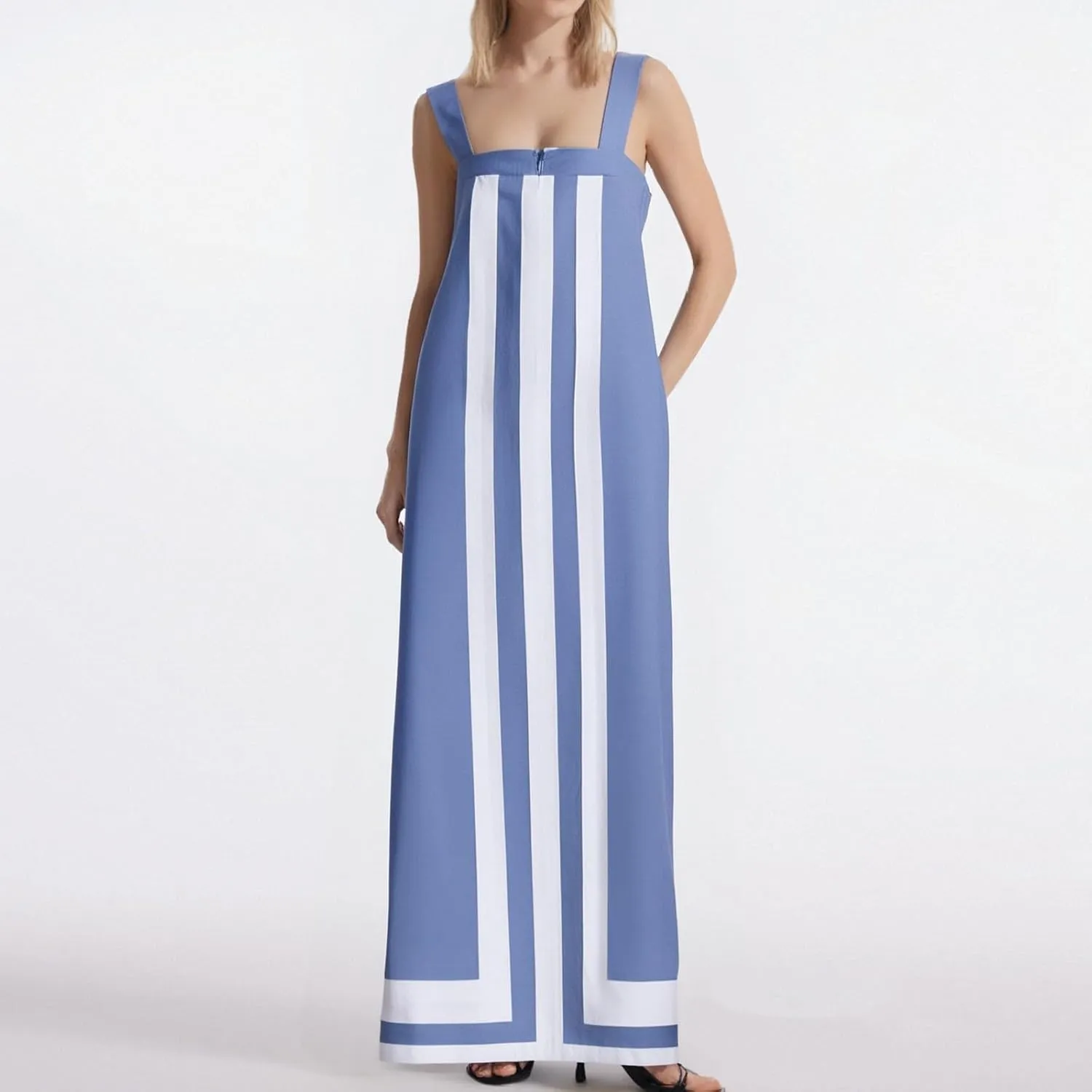 Summer Dresses for Women 2025 Bohemian Floral Dress Summer Casual Color Block Maxi Beach Overall Dress Coverups