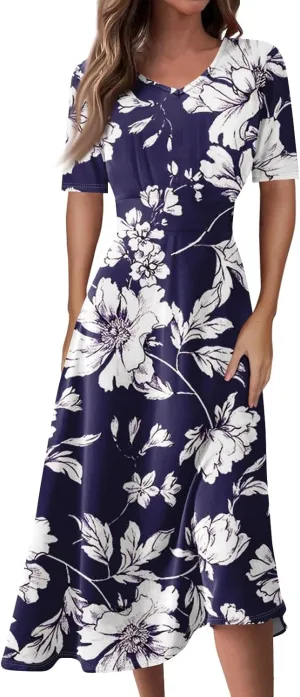 Summer Dresses for Women 2025 Spring Summer Maxi Dresses for Women Casual Short Sleeve Flowy
