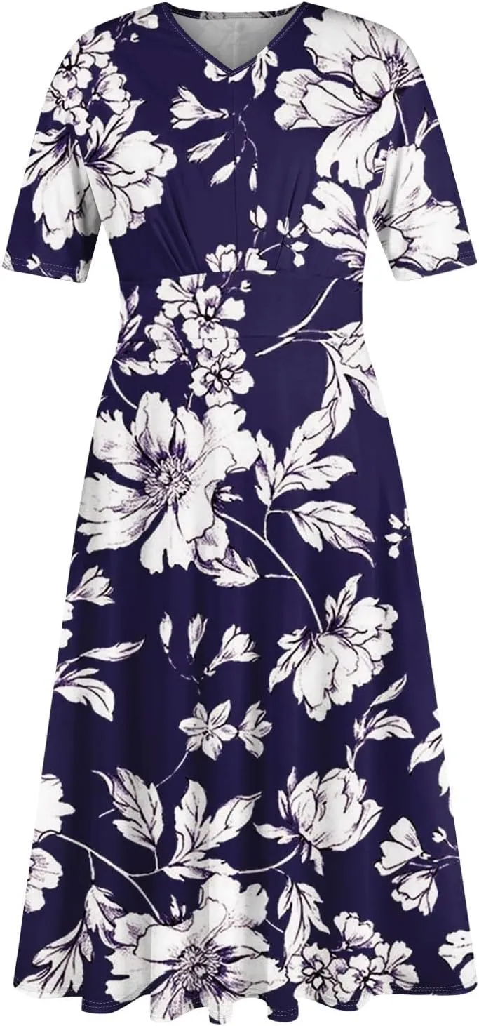 Summer Dresses for Women 2025 Spring Summer Maxi Dresses for Women Casual Short Sleeve Flowy