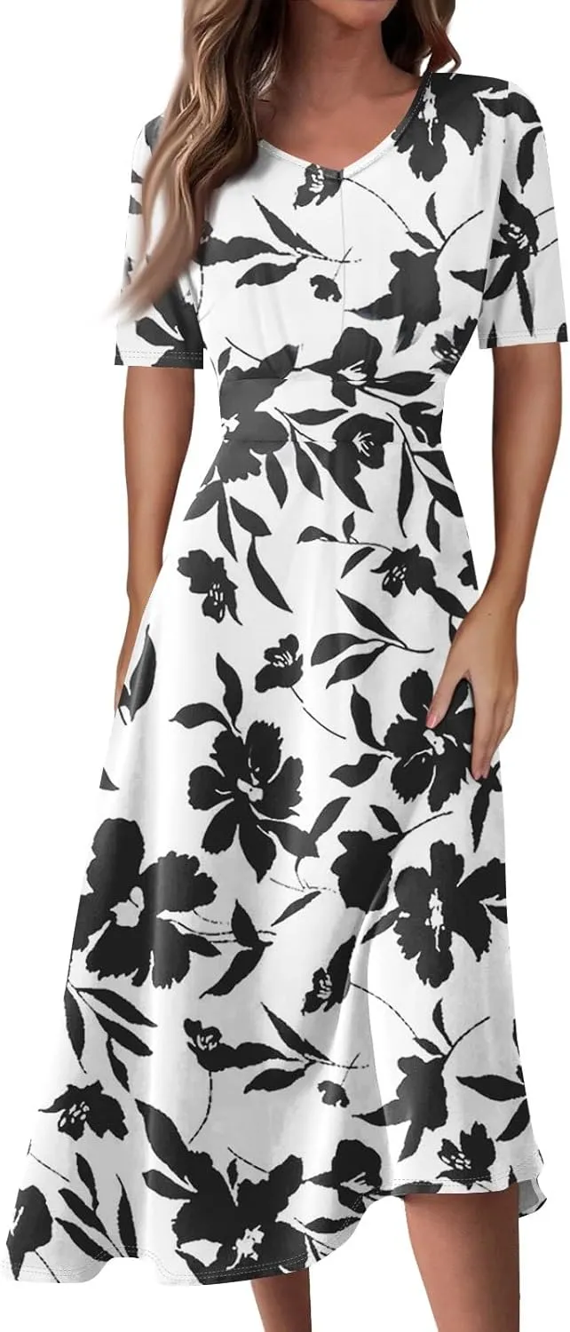 Summer Dresses for Women 2025 Spring Summer Maxi Dresses for Women Casual Short Sleeve Flowy