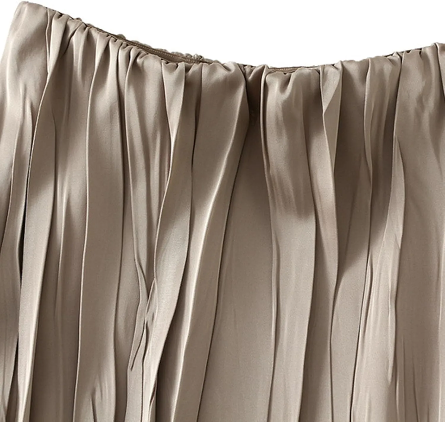 Summer Pleated Midi Skirts for Women Casual High Waisted Solid Color Flowy A Line Swing Long Skirt