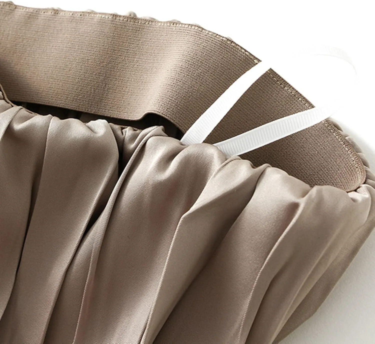 Summer Pleated Midi Skirts for Women Casual High Waisted Solid Color Flowy A Line Swing Long Skirt