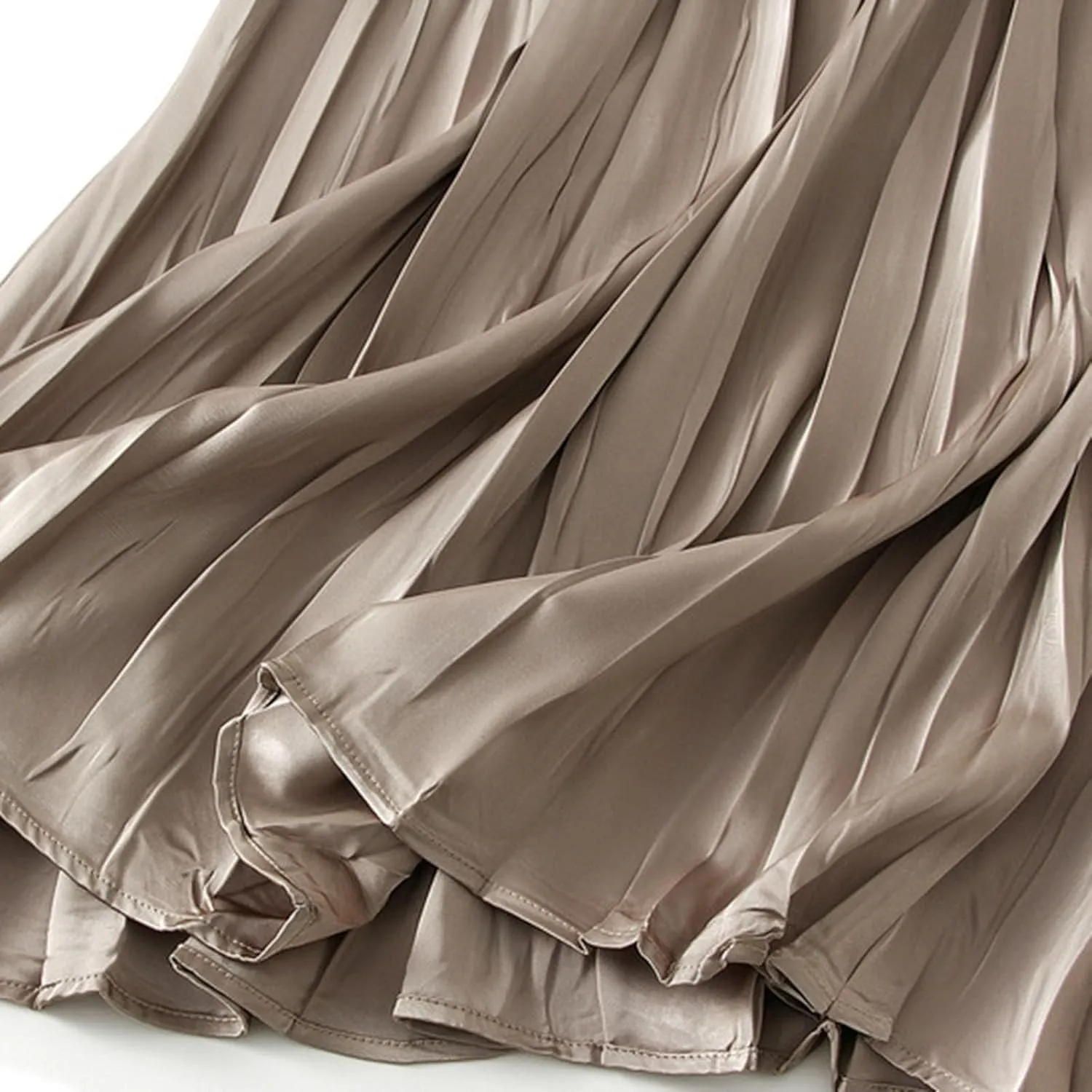 Summer Pleated Midi Skirts for Women Casual High Waisted Solid Color Flowy A Line Swing Long Skirt