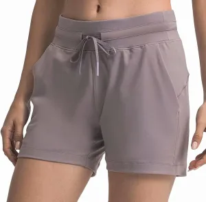 Summer Quick-Dry Drawstring Waist Running Shorts Women Sports Workout Shorts Gym Athletic Shorts with Pockets
