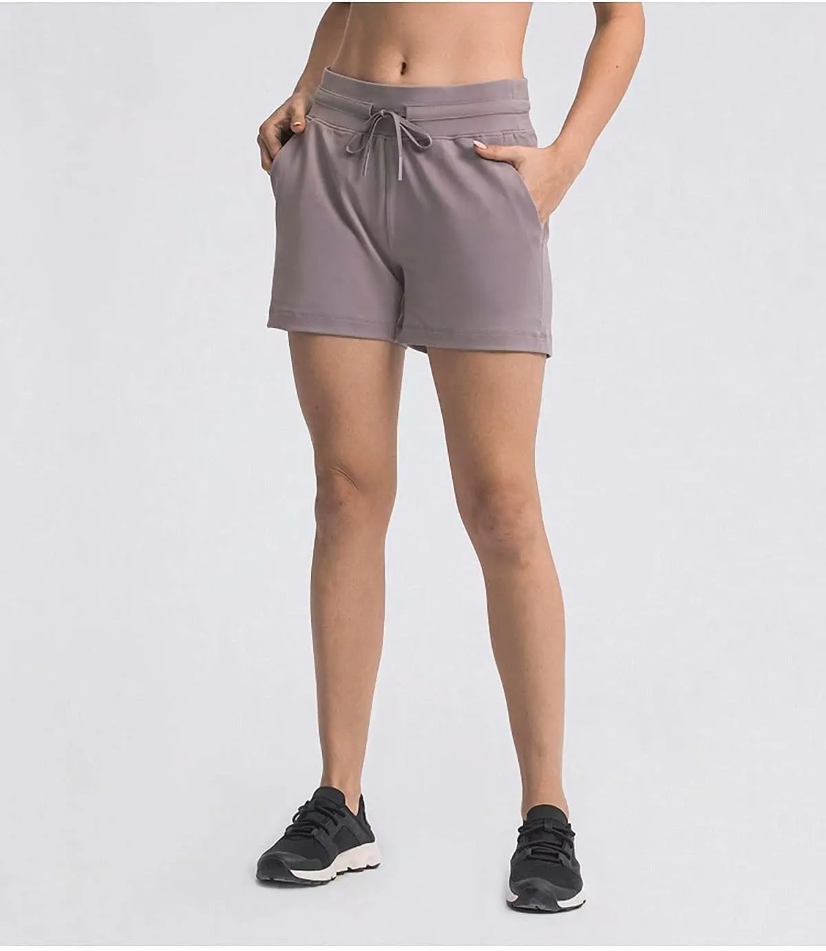 Summer Quick-Dry Drawstring Waist Running Shorts Women Sports Workout Shorts Gym Athletic Shorts with Pockets