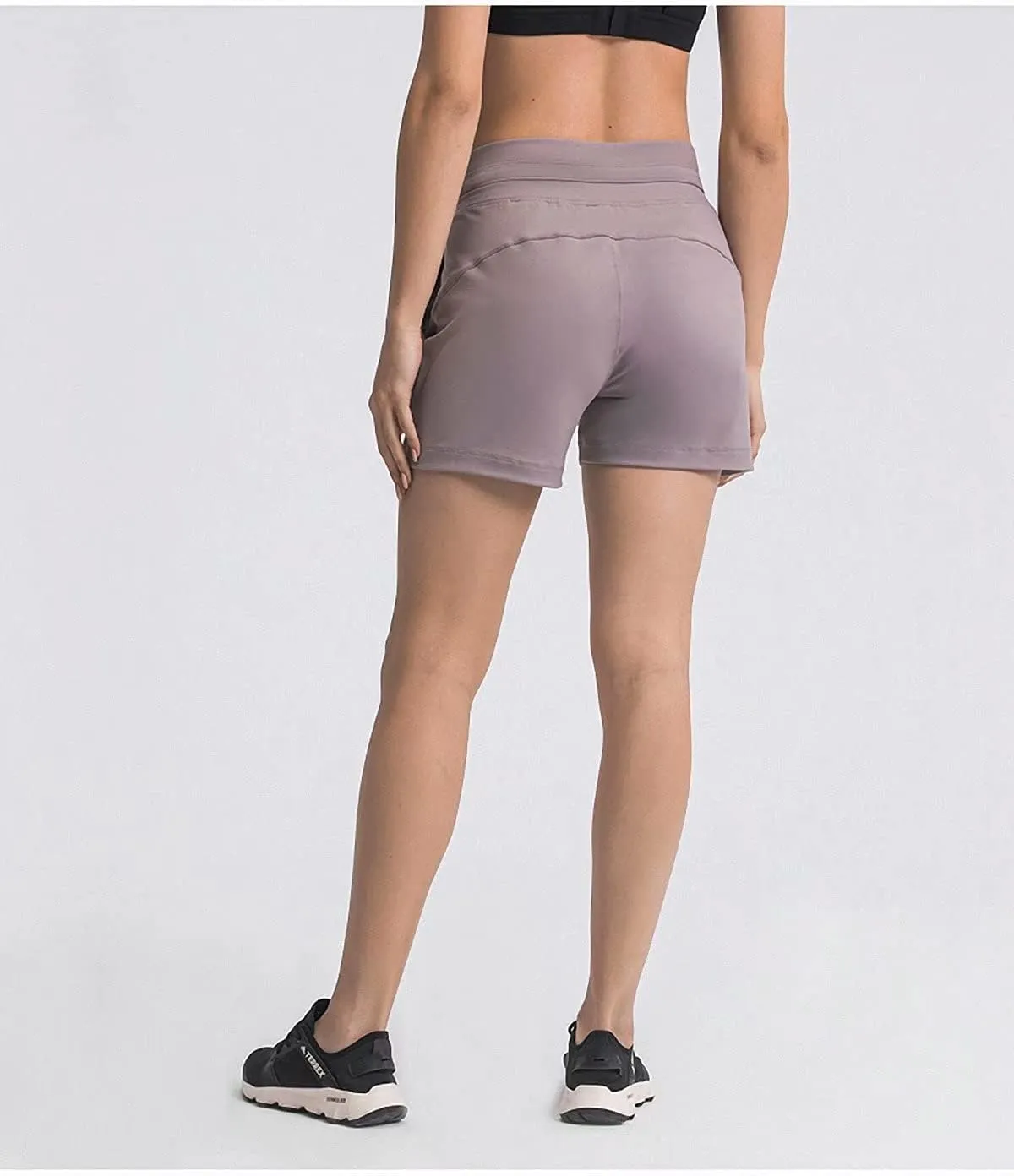 Summer Quick-Dry Drawstring Waist Running Shorts Women Sports Workout Shorts Gym Athletic Shorts with Pockets