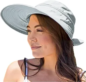 Sun Hats for Women with UV Protection Wide Brim Ponytail Visor Cap Summer Beach Outdoor Foldable Hat for Travel
