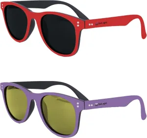 Sunglasses 2 pack Polarized Sunglasses for Mens and Womens, Matt Finish Color Retro Sun Glasses Driving Fishing UV Protection, Red/Purple