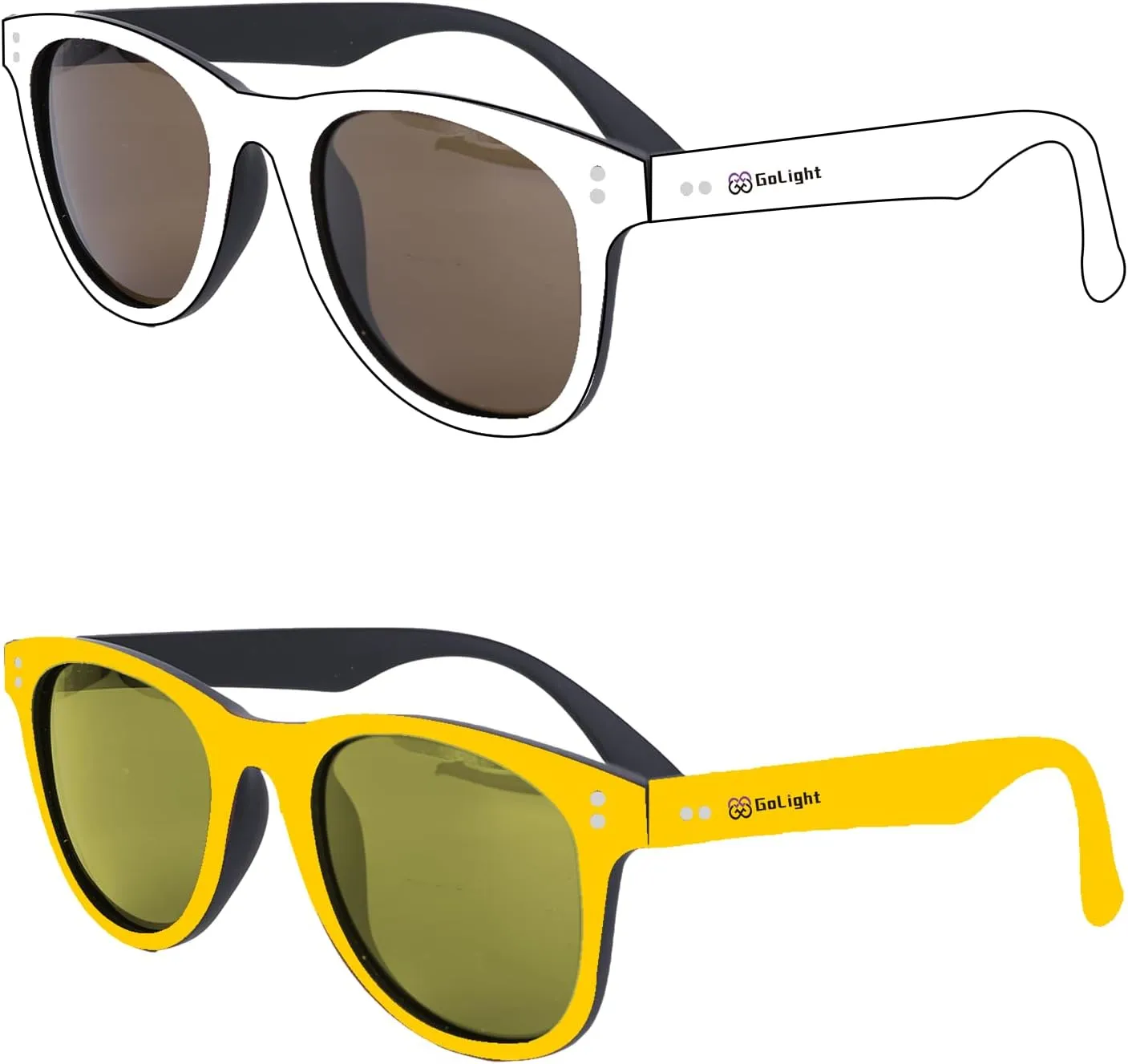Sunglasses 2 pack Polarized Sunglasses for Mens and Womens, Matt Finish Color Retro Sun Glasses Driving Fishing UV Protection, White/Yellow