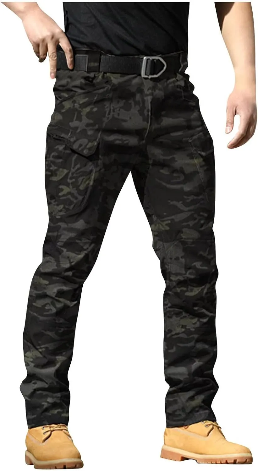 Tactical Pants for Men Relaxed fit Stretch Water Resistant Work Cargo Pants Multi-Pocket Flex Ripstop Hiking Trousers
