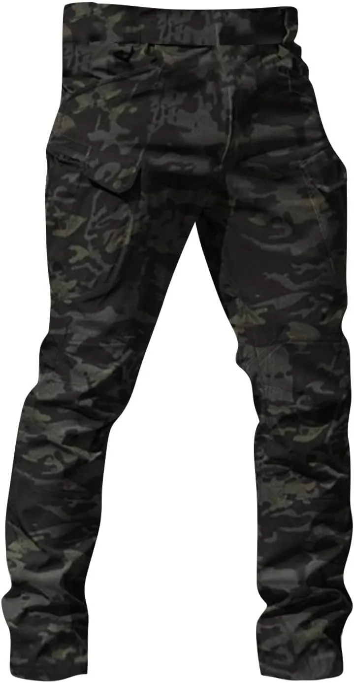 Tactical Pants for Men Relaxed fit Stretch Water Resistant Work Cargo Pants Multi-Pocket Flex Ripstop Hiking Trousers