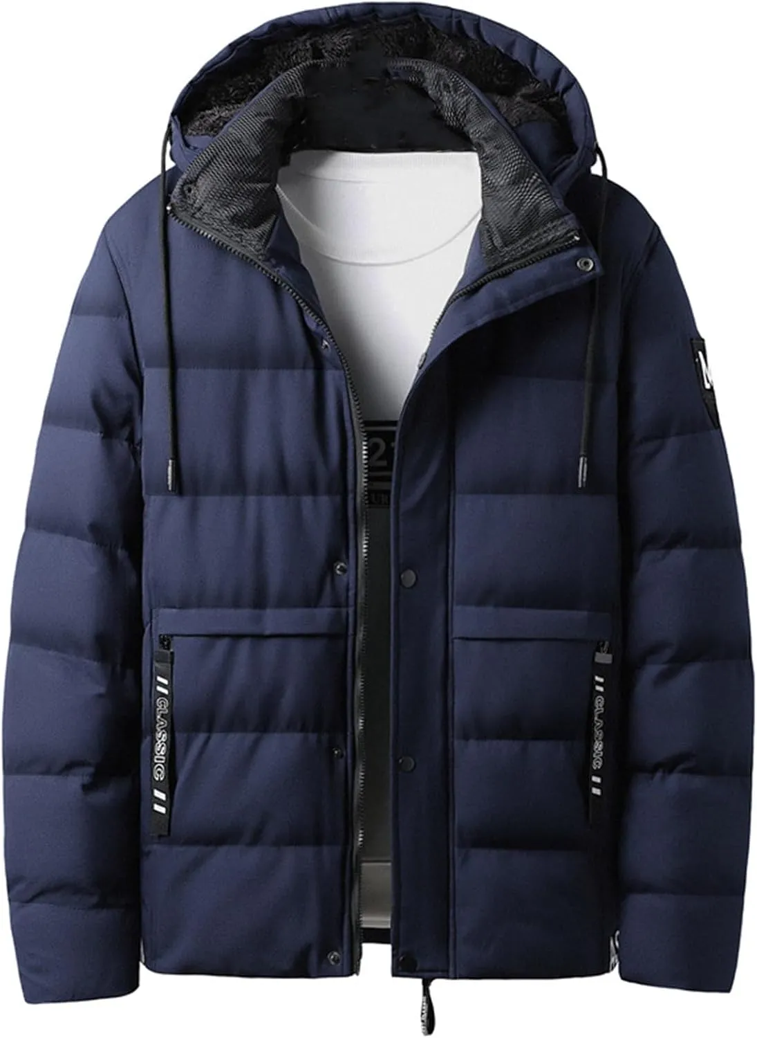 The Day on Clearance Deals Navy Blue Suit Jacket Men Canvas Jacket 8XL Business Outfit Men Canvas Utility Jacket Men Windbreaker Fleece Lined for Him Gifts Husband