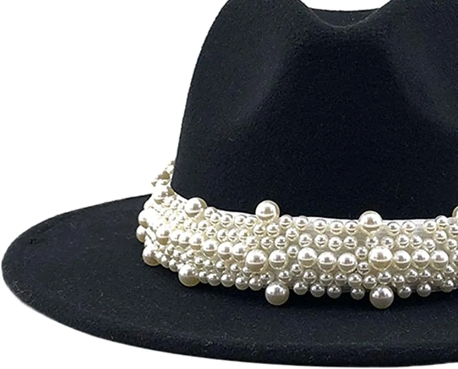 Trendy Hat Casual Men Women Pearled Wide Hat Cashmere Spring, Fall, Winter Travel Bowler Dress Hat
