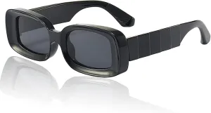 Trendy Rectangle Sunglasses for Women Men Fashion Chunky Thick Rectangular Sun Glasses