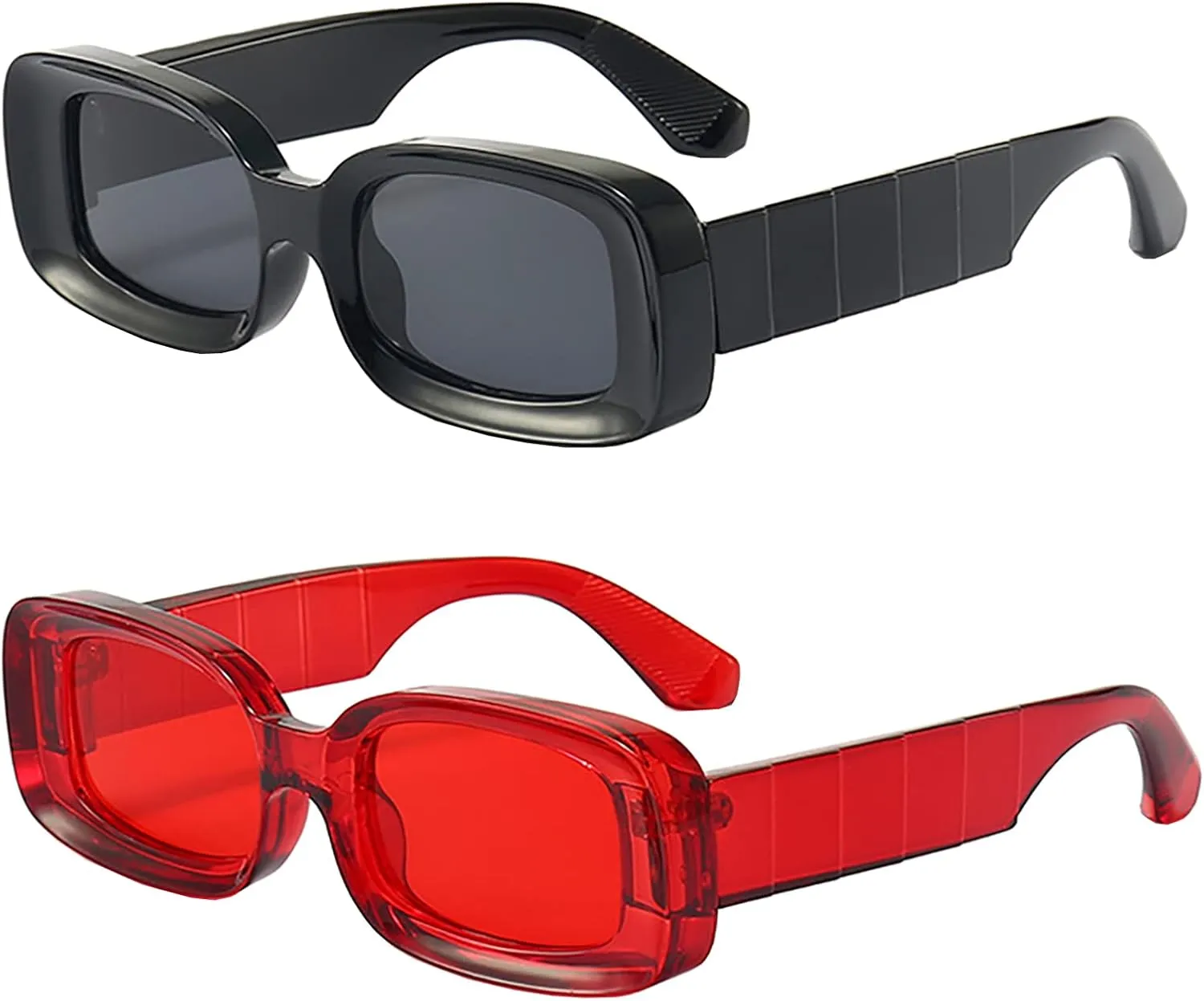 Trendy Rectangle Sunglasses for Women Men Fashion Chunky Thick Rectangular Sun Glasses