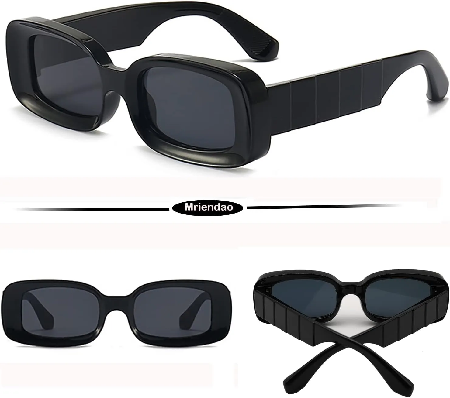 Trendy Rectangle Sunglasses for Women Men Fashion Chunky Thick Rectangular Sun Glasses