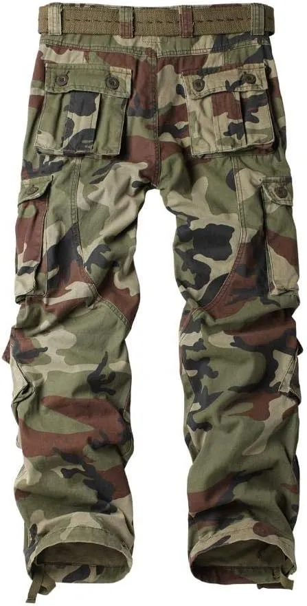 TRGPSG Cargo Pants for Men, Cotton Camo Casual Pants, Relaxed Fit Work Pants with Multi-Pocket