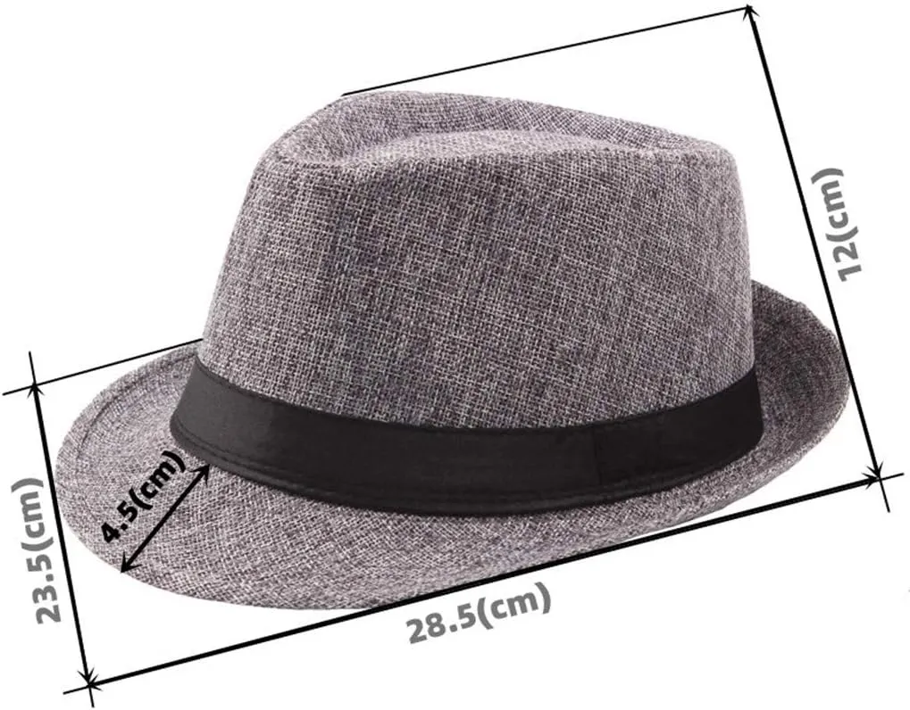Trilby Fedora Hat for Men Casual Sun Hats Short Brim Jazz Straw Cap with UPF 50 