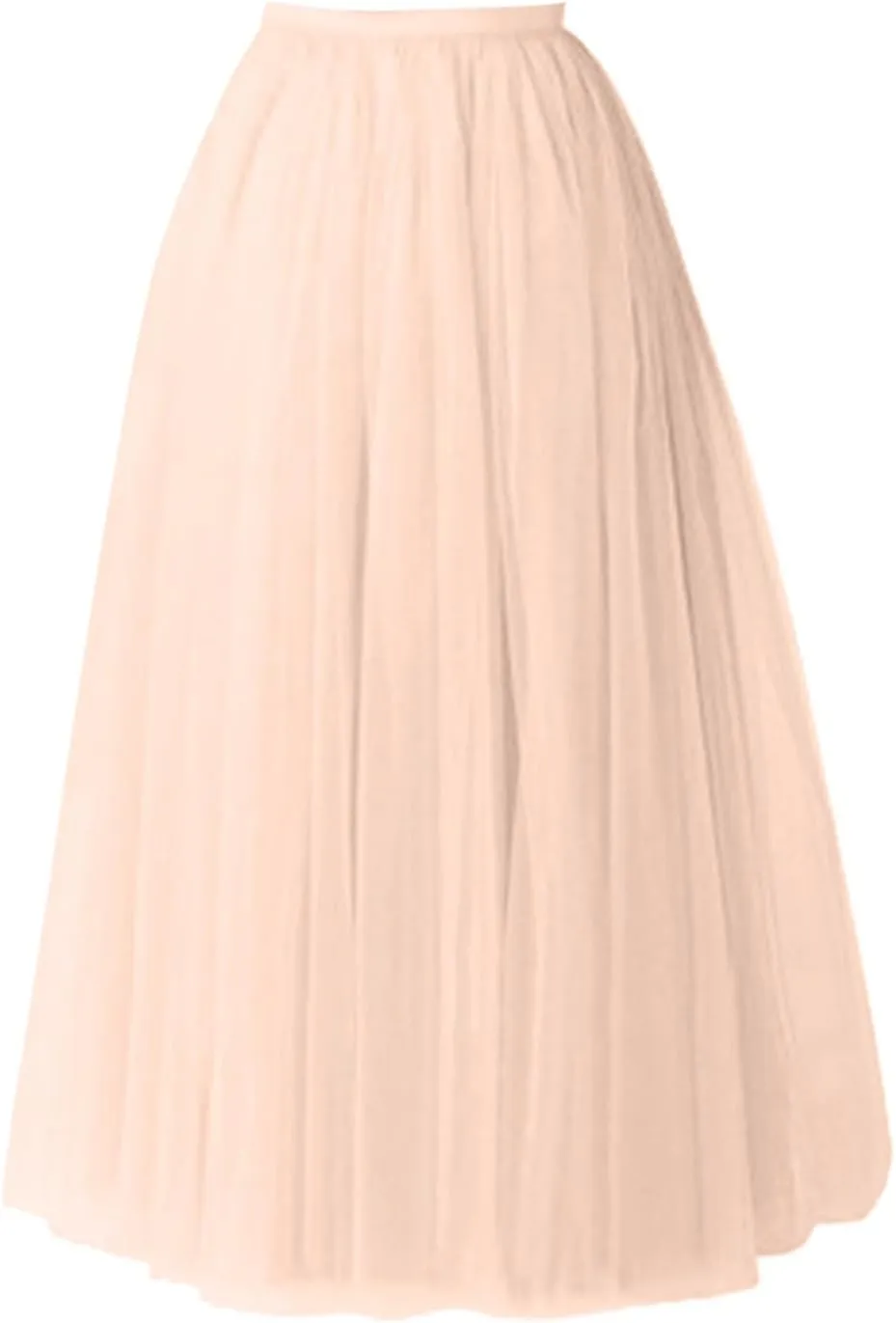 Tulle A-Line Maxi Skirts for Women Elastic Waisted Swing Tiered Mesh Pleated Long Skirt for Dancing