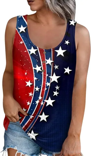 Tunic Tops Cool Sleeveless for Women Summer Print Round Neck Relaxed Fit Tank Tops Casual Cute Fashion Loose Tees