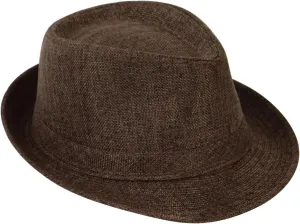 Unisex Linen Fabric Fedora Hat Short Brim Beach Panama Trilby Hats Panama Jazz Cap Hat Summer Sun Travel Hat for Men Women