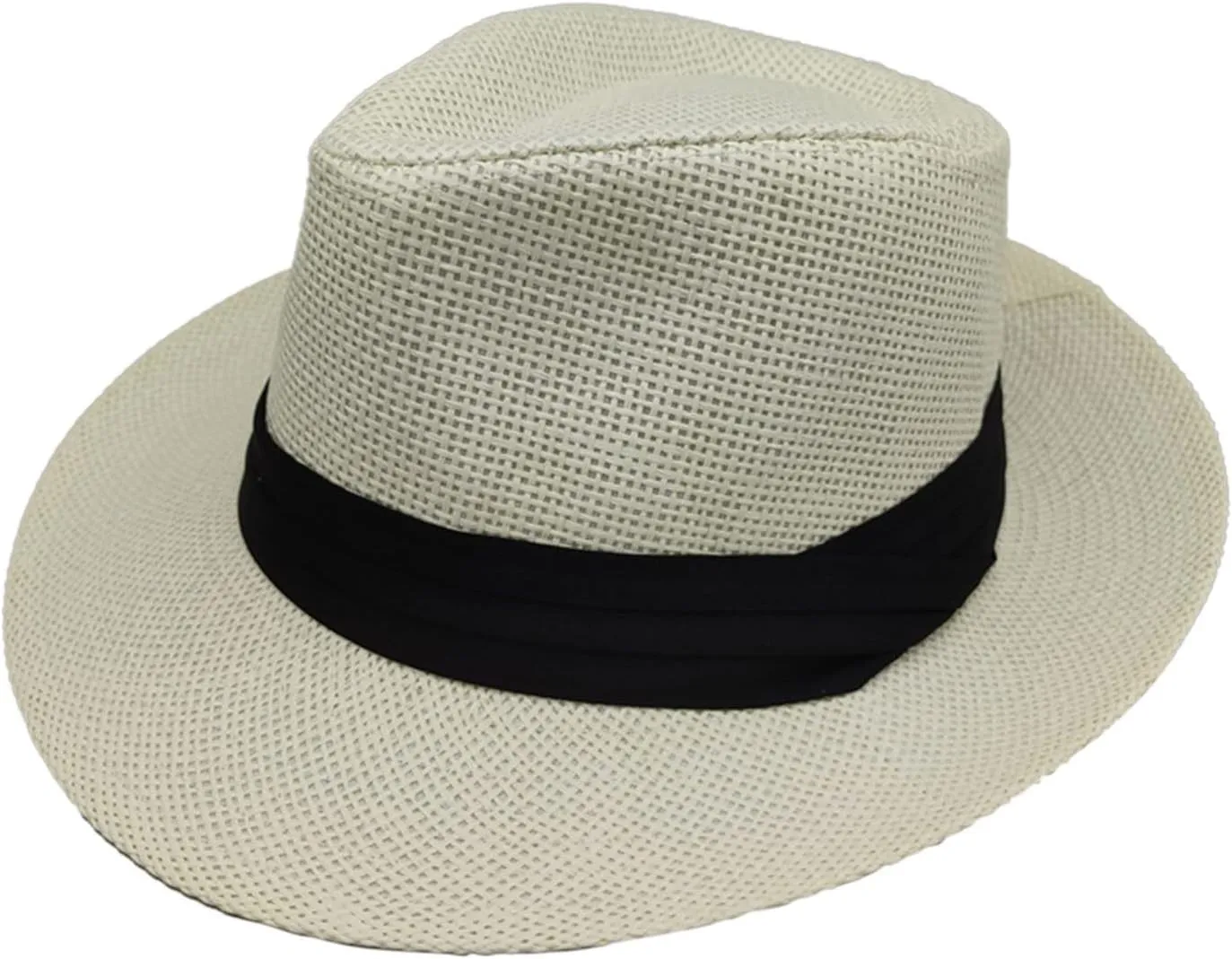 Unisex Men Women Panama Bowler Hat Wide Brim Straw Hats Sunscreen Breathable Jazz Sun Hat Church Hats