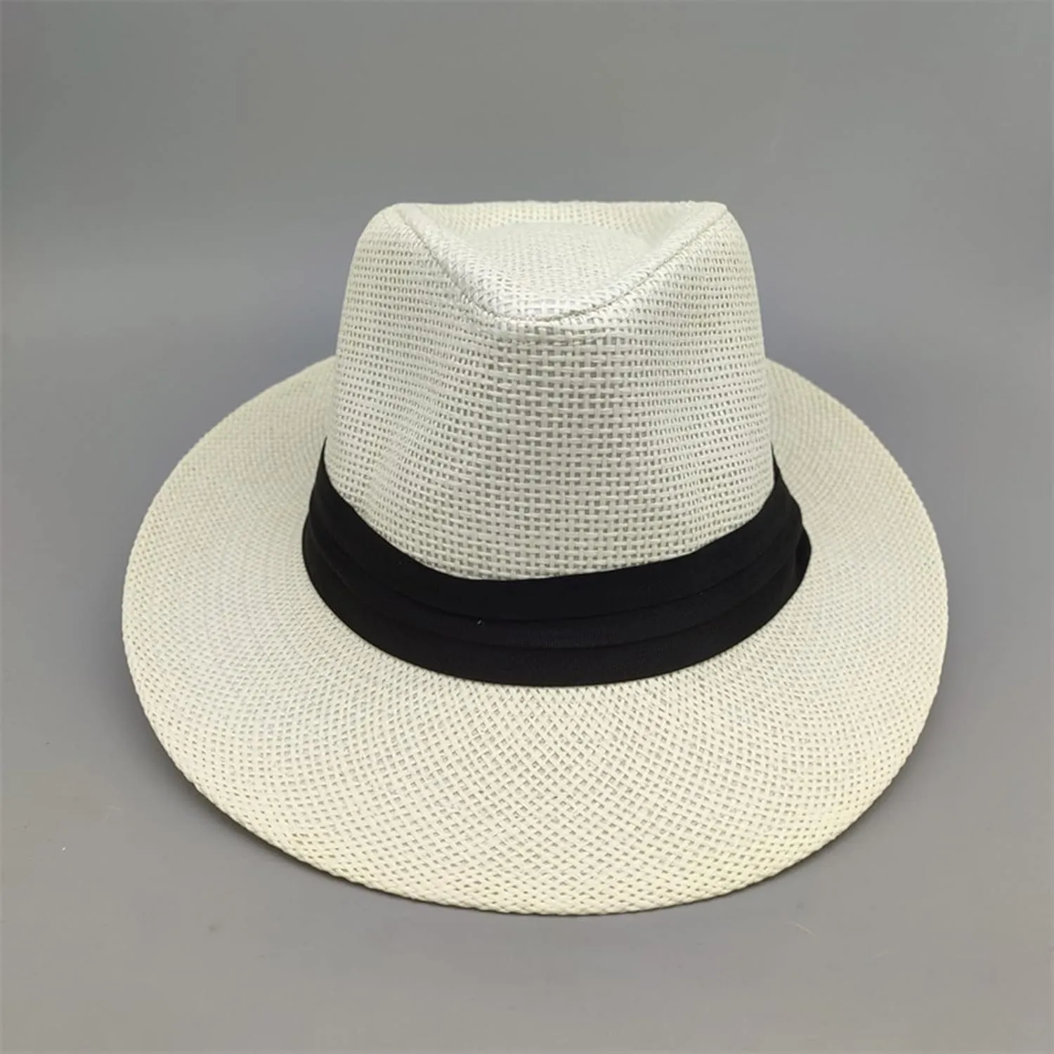 Unisex Men Women Panama Bowler Hat Wide Brim Straw Hats Sunscreen Breathable Jazz Sun Hat Church Hats