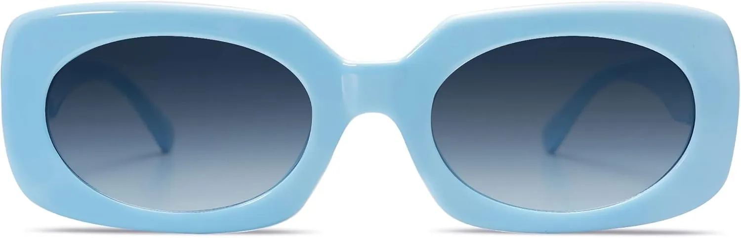 VANLINKER Rectangle Sunglasses for Women Retro Trendy Fashion Glasses Oval Lenses Narrow Thin Square Frame UV400 VL9624