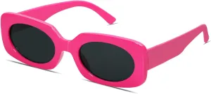 VANLINKER Rectangle Sunglasses for Women Retro Trendy Fashion Glasses Oval Lenses Narrow Thin Square Frame UV400 VL9624