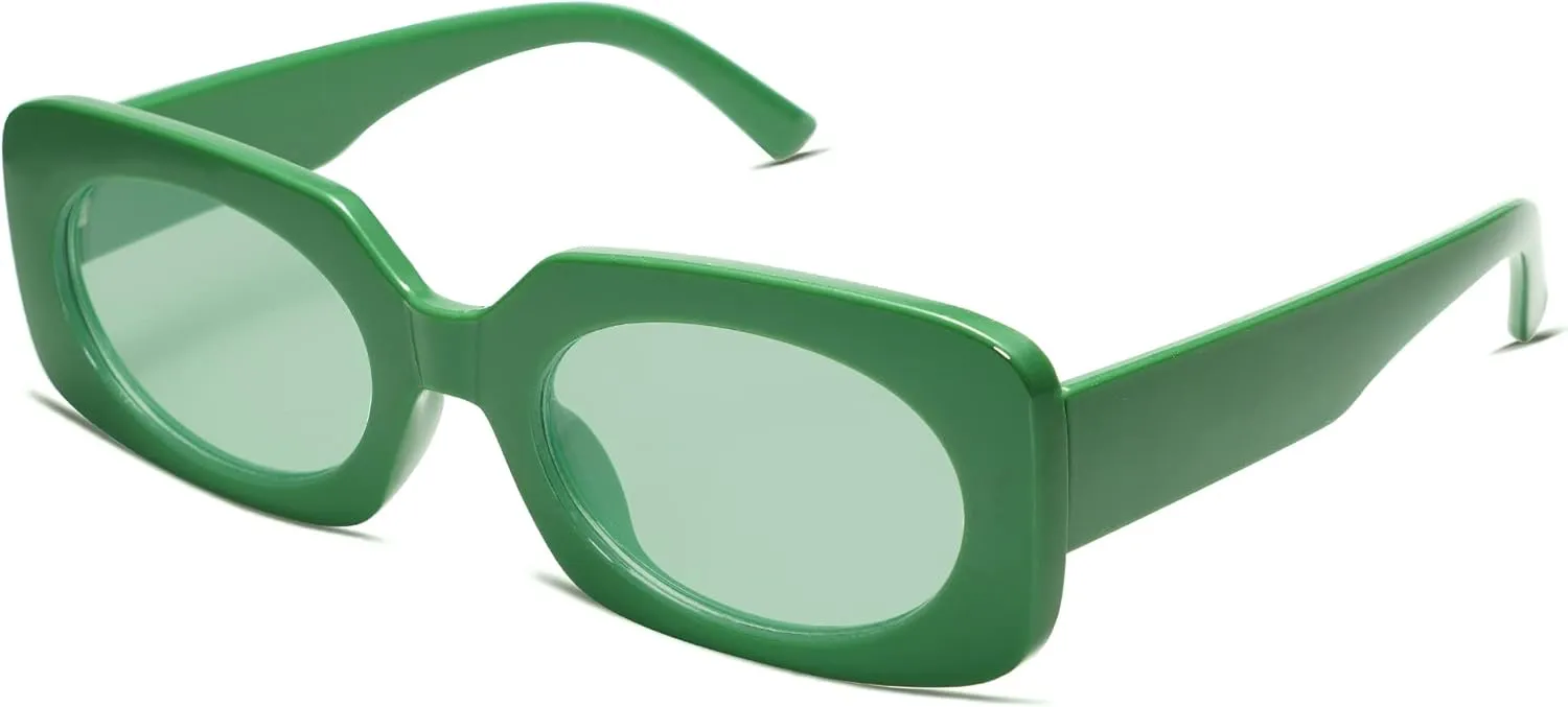 VANLINKER Rectangle Sunglasses for Women Retro Trendy Fashion Glasses Oval Lenses Narrow Thin Square Frame UV400 VL9624