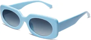 VANLINKER Rectangle Sunglasses for Women Retro Trendy Fashion Glasses Oval Lenses Narrow Thin Square Frame UV400 VL9624