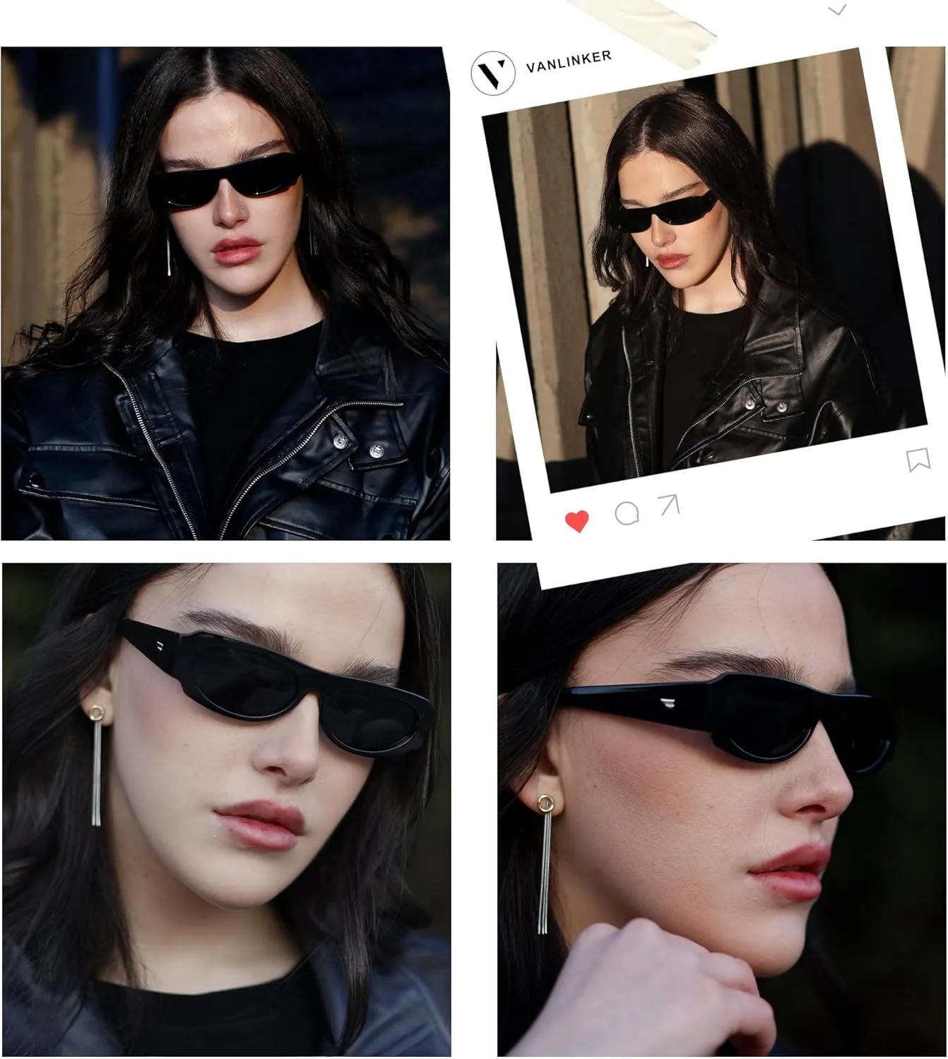 VANLINKER Trendy Retro 90s Sunglasses Womens Mens Vintage Oval Frame Polarized Small Shades VL9782
