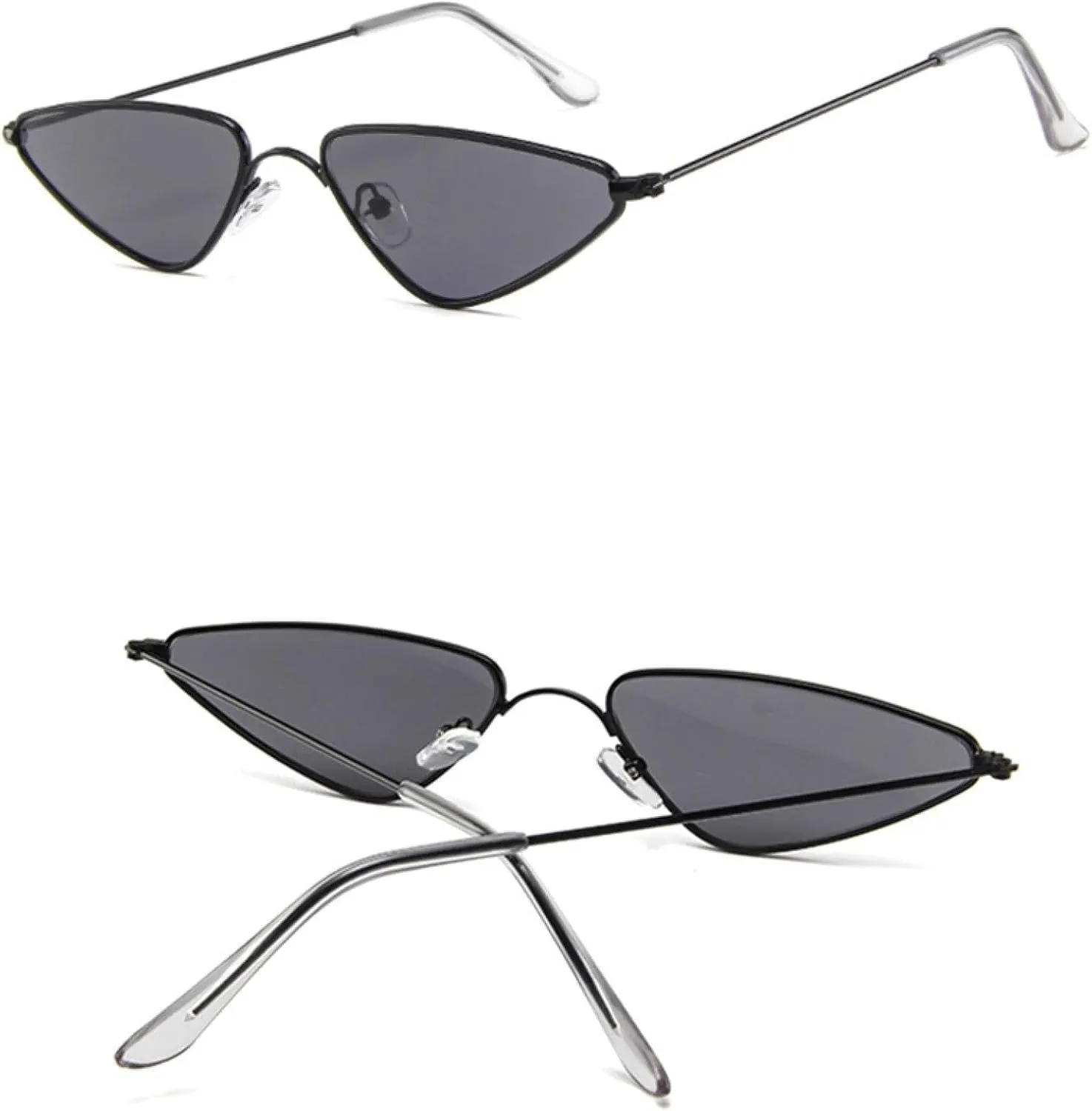 Vintage Cat Eye Sunglasses for Women Men Unique Triangle Metal Uv400