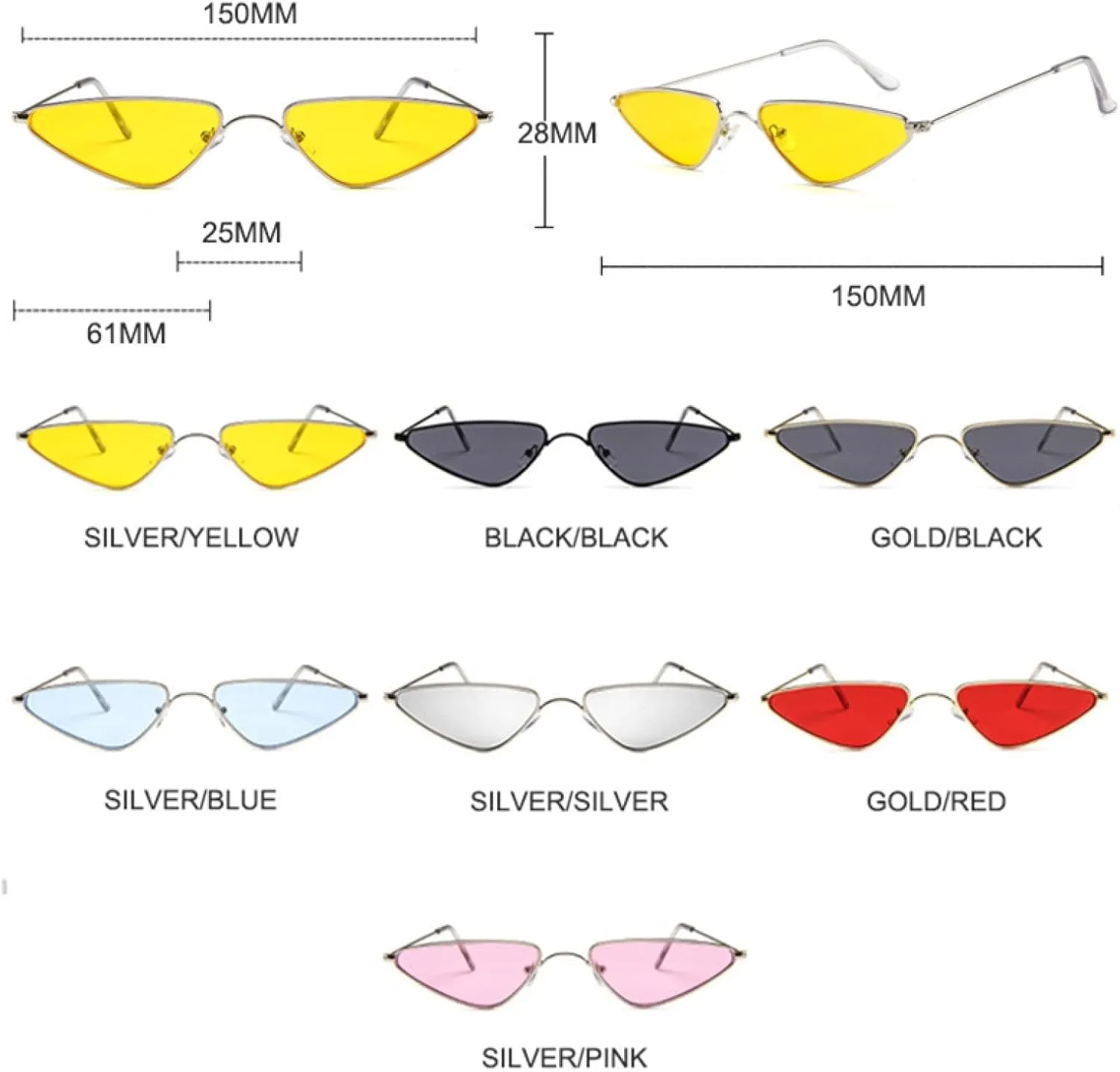 Vintage Cat Eye Sunglasses for Women Men Unique Triangle Metal Uv400