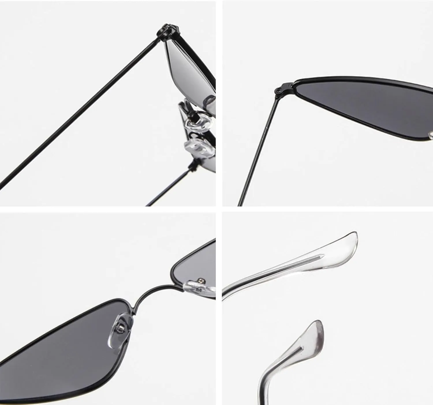 Vintage Cat Eye Sunglasses for Women Men Unique Triangle Metal Uv400