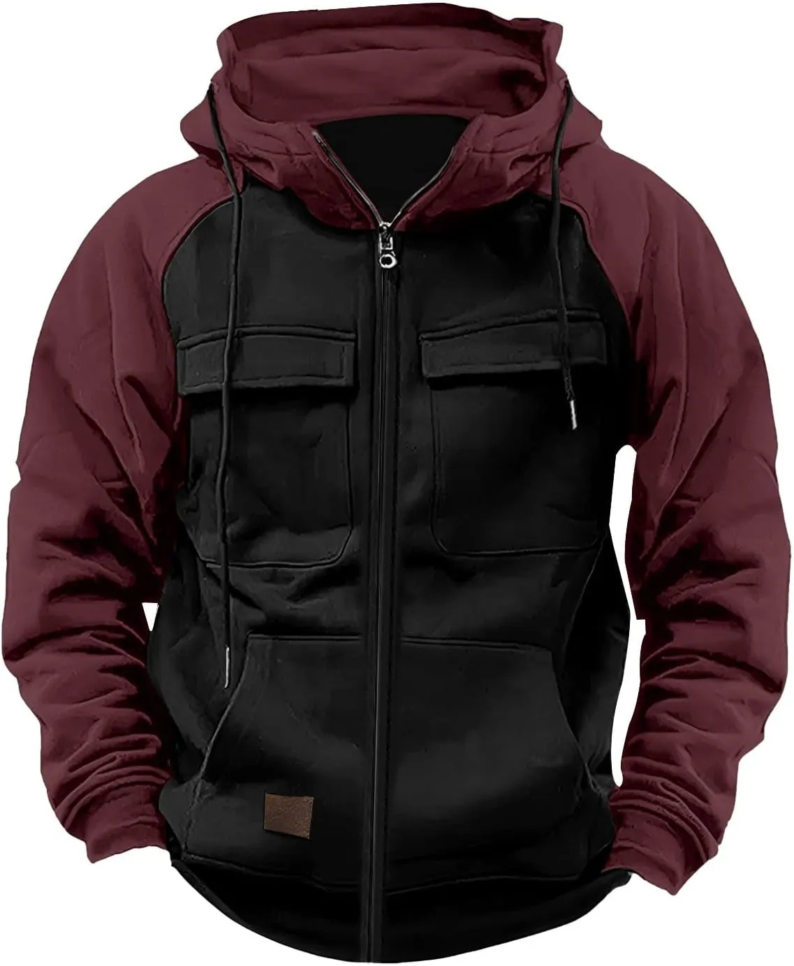 Vintage Hoodies For Men Military Workout Casual Cargo Pullover Coat Full Zip Hooded Outfit Tops Heavy Weight Jacket